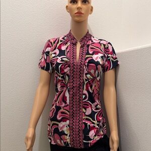 Dana Buchman Pink and Black Patterned Blouse
